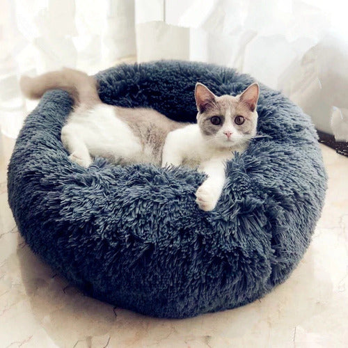 CozyCurl Plush Cat Sleep Bed